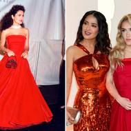 Salma Hayek v šatech Isaac Mizrahi v roce 1997. Stejné oblékla její dcera Valentina Paloma Pinault na loňské Oscary 
