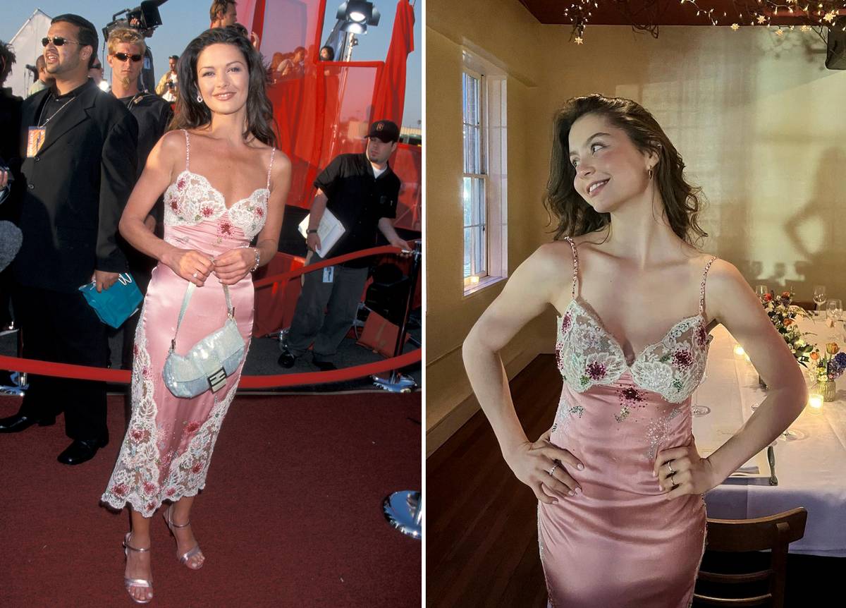 Catherine Zeta-Jones v roce 1999 na MTV Movie Awards a Carys Douglas na oslavě svých 21. narozenin 20. dubna 2024