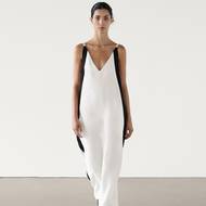Lněné šaty s kontrastními lemy Massimo Dutti, 3 299 Kč