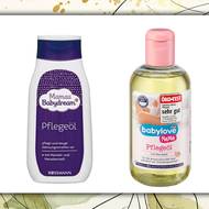 Zleva: Pečující olej proti striím Mamas Babydream, 80 Kč (250 ml), prodává Rossman. Masážní olej pro těhotné Mama, babylove, 80 Kč (250 ml), prodává dm drogerie