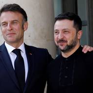 Ukrajinský prezident Volodymyr Zelenskyj s francouzským prezidentem Emmanuelem Macronem