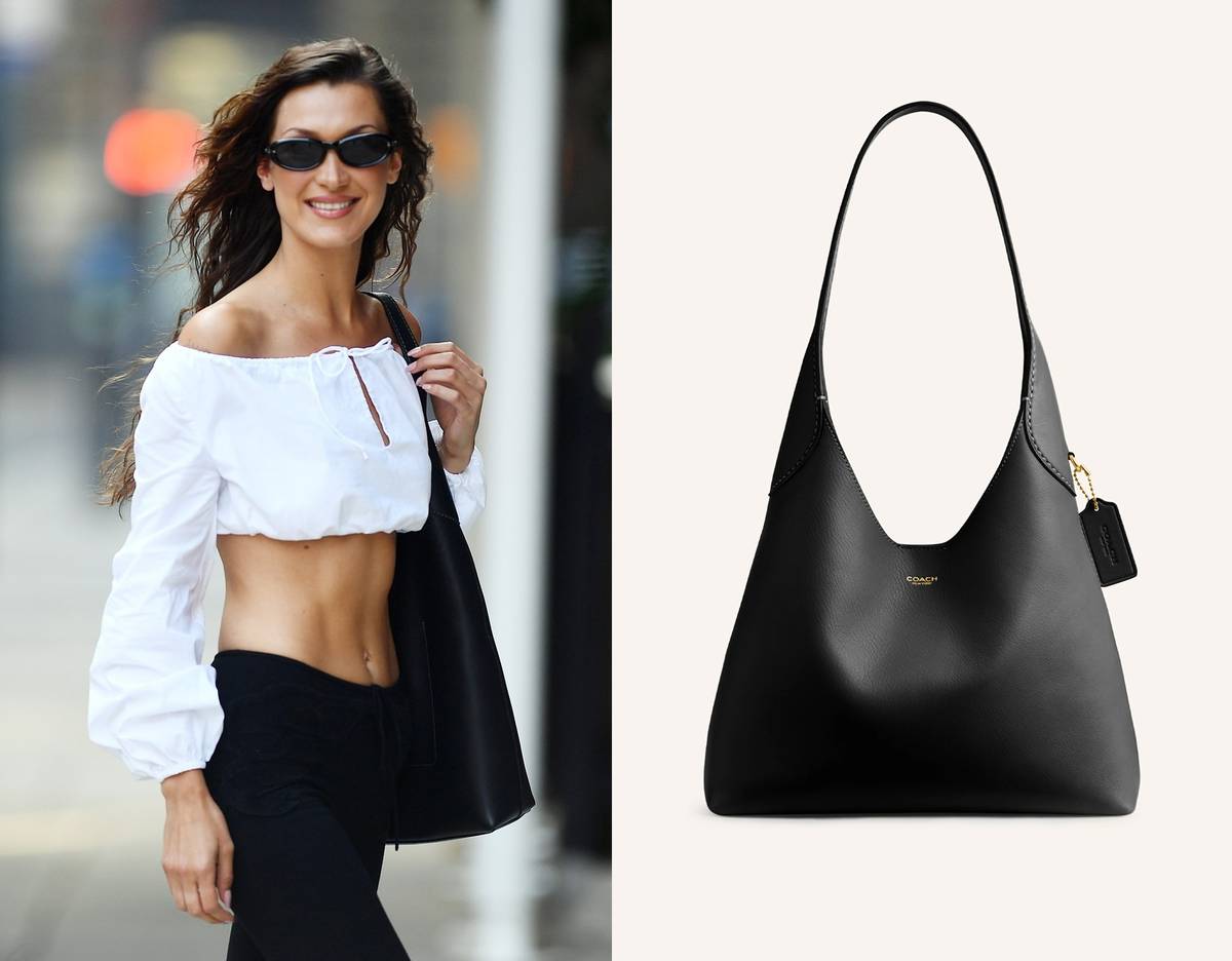 Bella Hadid a kabelka Brooklyn, Coach. Poté, co si modelka hodila na rameno nový model značky Coach, se kabelka okamžitě vyprodala. Zásoby byly nicméně doplněny a kabelka se úspěšně prodává v nejrůznějších variacích. Její cena je 8 750 Kč.